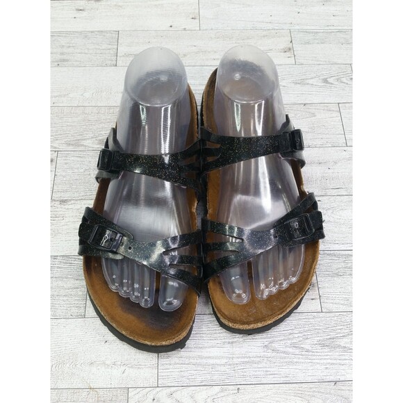 Birki's Birkenstock Granada Black Gold Speckled Double Strap Sandals EU 38 US 7 - Picture 1 of 16